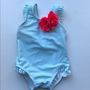 Stripes and flower baby swim suit